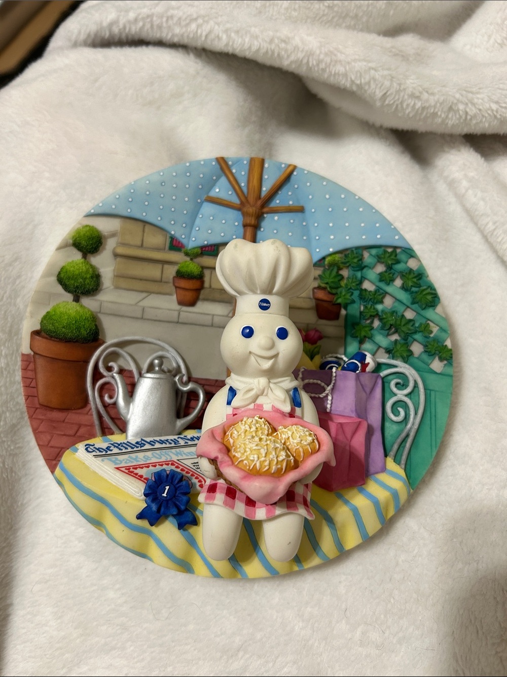 Pillsbury White Doughboy Chef Figurine Plate - White